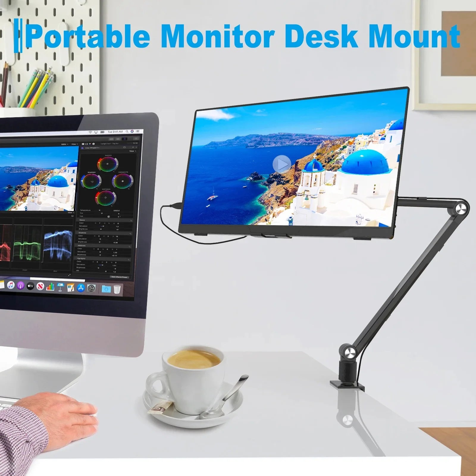 360 Fold Portable Monitor Stand for Desktop Installation with A 15.6 ’16’’ Screen An Aluminum Long-arm Rotating Tablet
