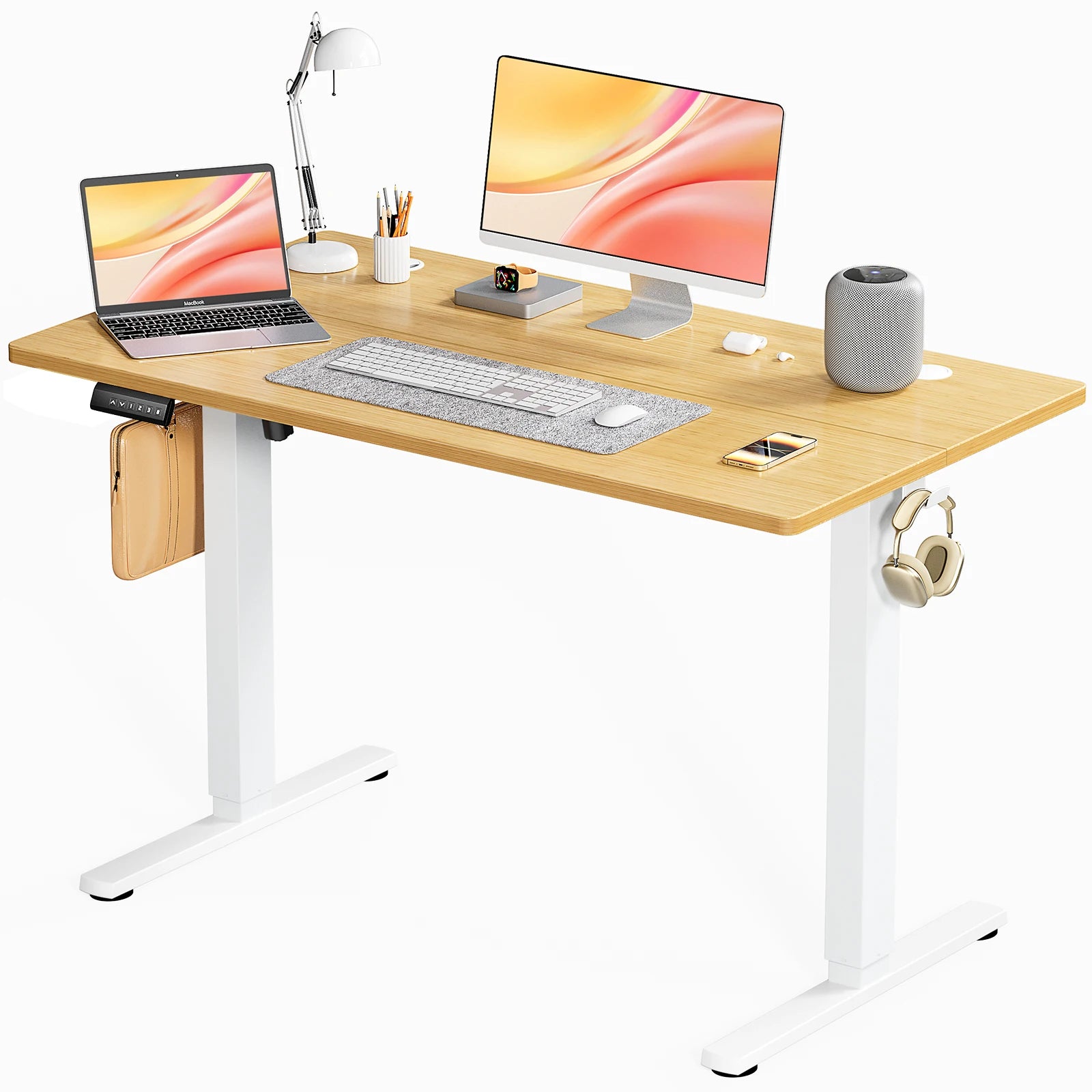 JHK Electric Standing Computer Desk Height Adjustable Workstation Ergonomic Work Table with Metal Frame For Home Office