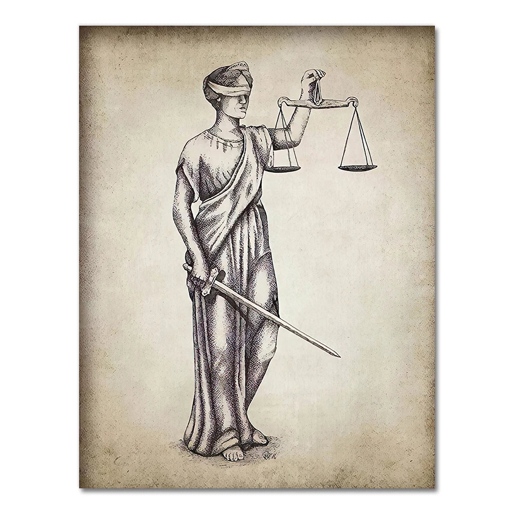 Attorney Lady Justice Law Patent Posters and Prints Scales Of Justice Lawyer Gift Art Canvas Painting Lawyer Office