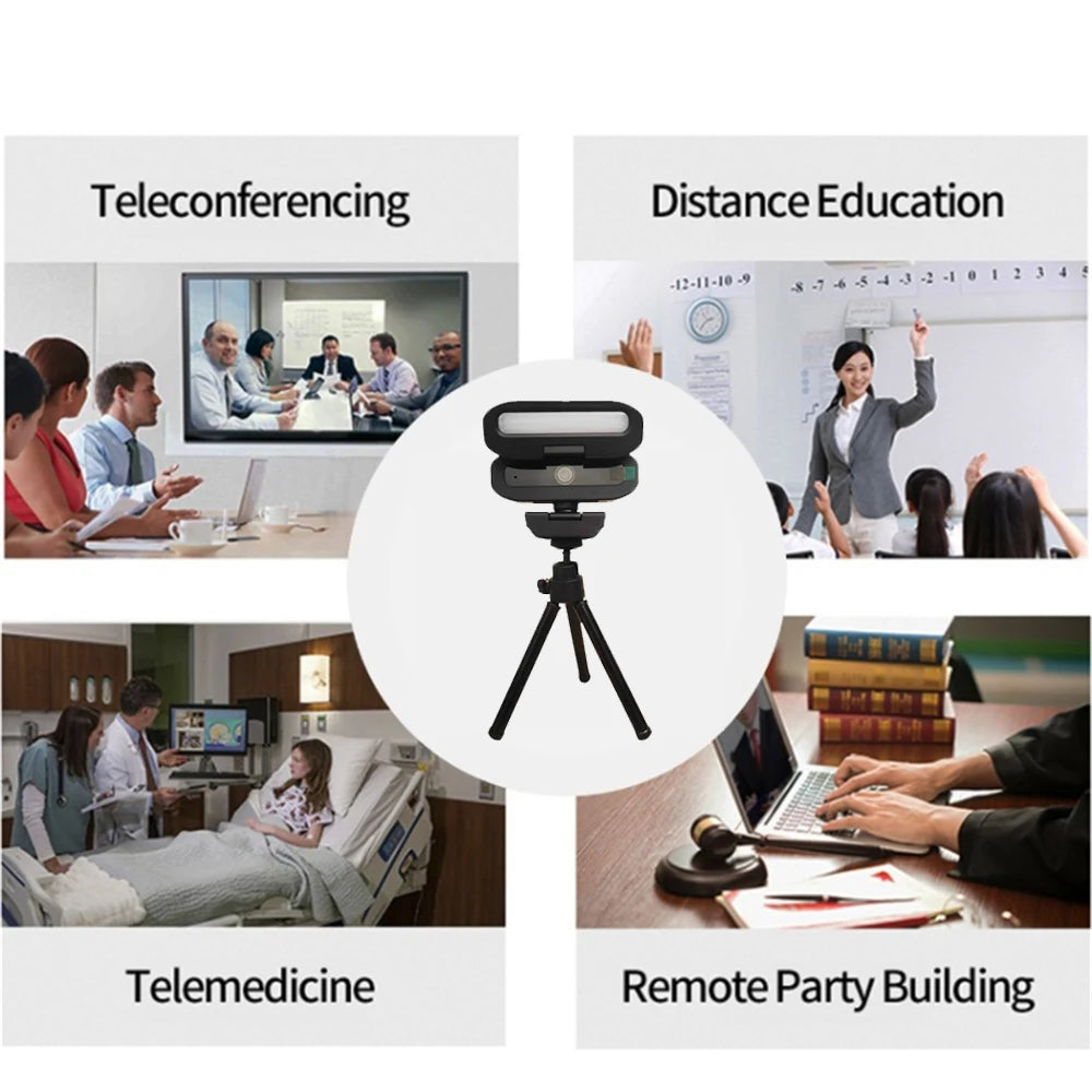 Full 4K HD Webcam LED Fill Light for Live webcast Meeting Gamer Camera Privacy Cover USB 3.0 Compatible Plug Work Auto