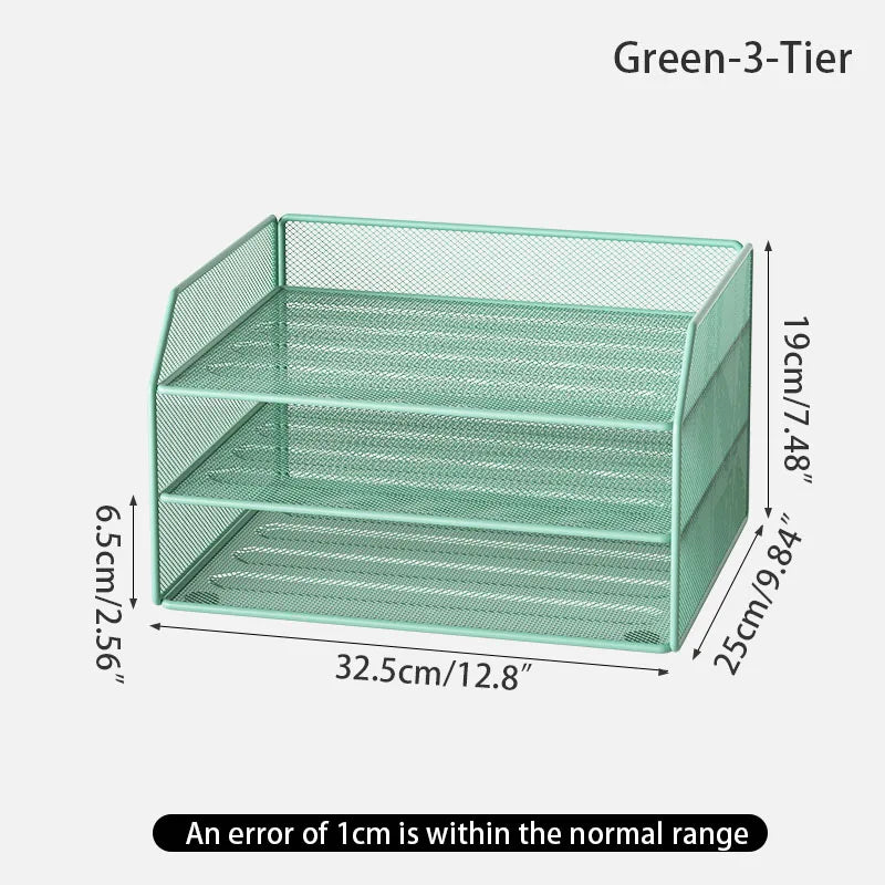 Metal file rack desktop file storage box integrated multi-layer document rack office desk bookshelf book stand