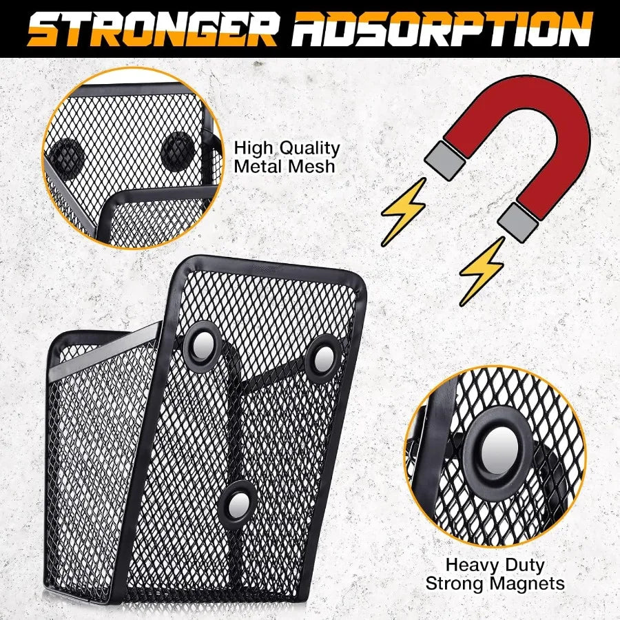 Magnetic Pencil Holder Metal Magnetic Basket Mesh Pen Holder Black Desk Organizer for Work Whiteboard Refrigerator