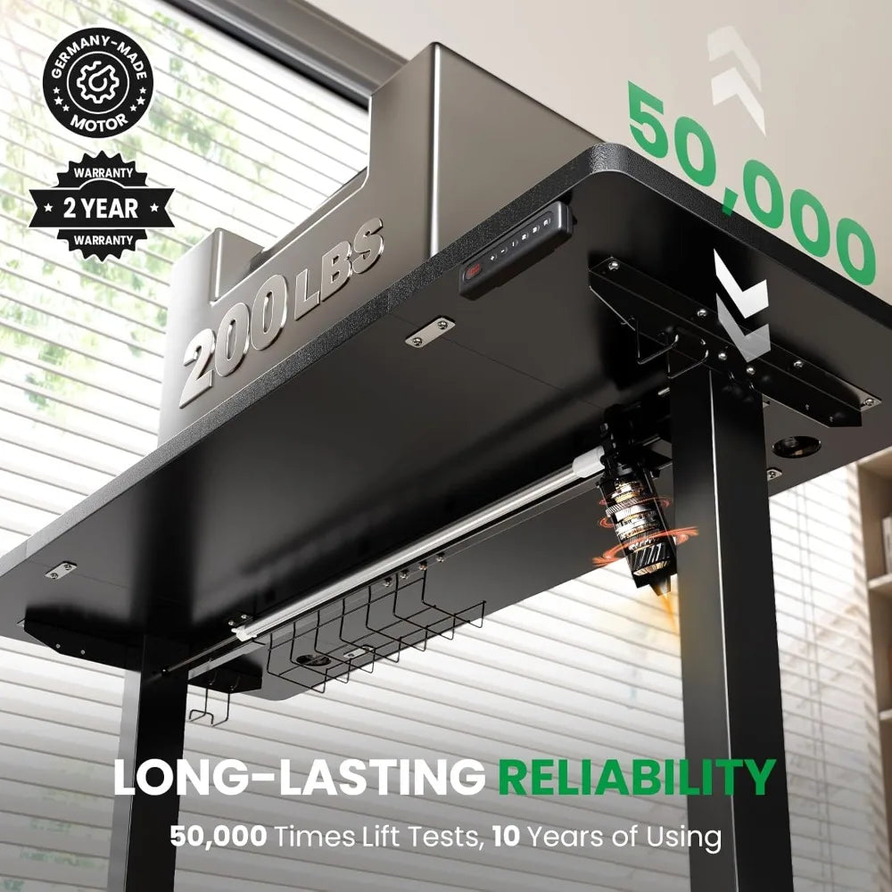 Electric Standing Desk Adjustable - 48 x 24 Inch Sit Stand up Desk with Cable Management - 3 Memory Preset Adjustable