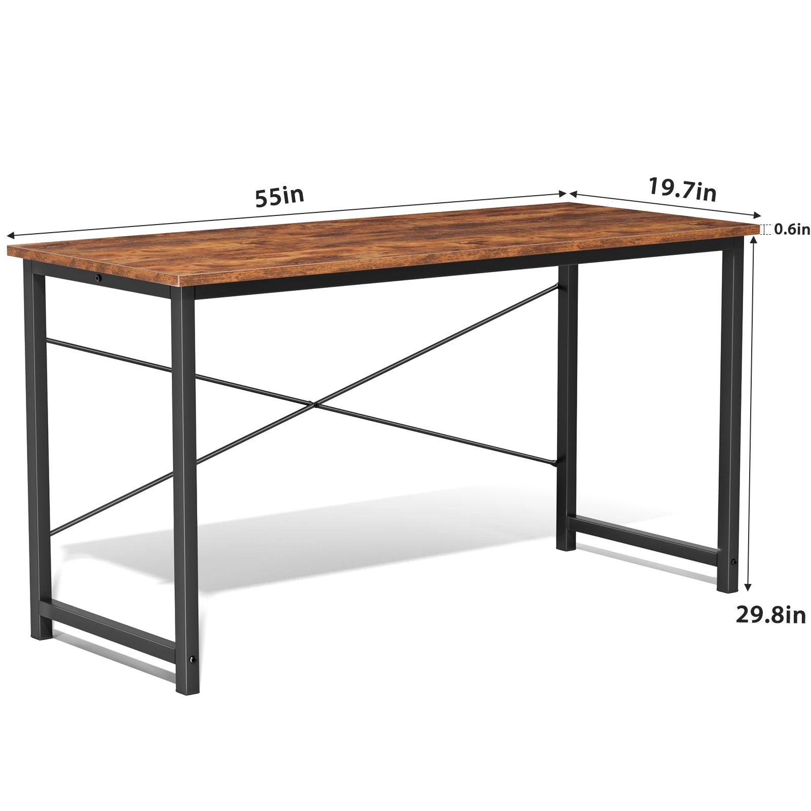 JHK Computer Office Desk Writing Study Office Gaming Table Modern Simple Style Compact Metal Frame Wood Tabletop Easy