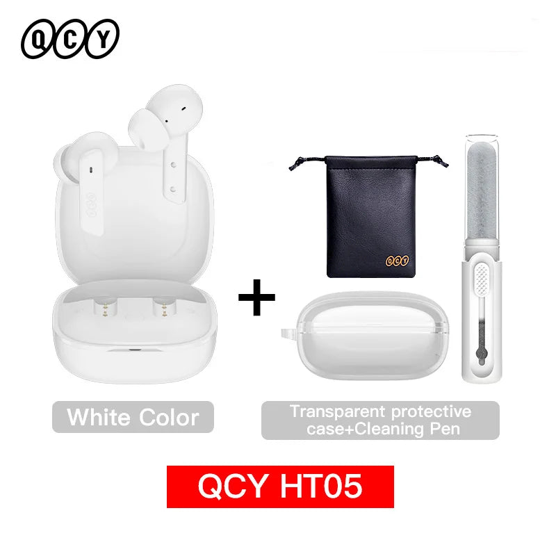 QCY HT05 ANC Wireless Earphone 40dB Noise Cancelling Bluetooth 5.2 Headphone 6 Mic ENC HD Call TWS Earbuds Transparency