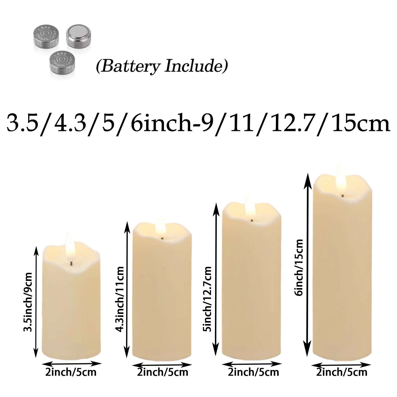 Flameless Candles with Battery LED Candle Decorative Pillar Candles Fake Plastic Candles Battery Operated Home Wedding