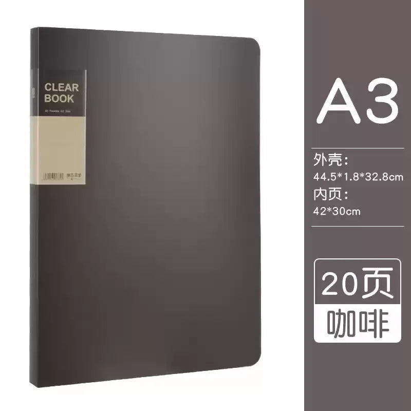 File Folder A3 20/30/40/60 Pocket Picture Album Document Bag 8k Folder Art Work Collection Organizer Office Student