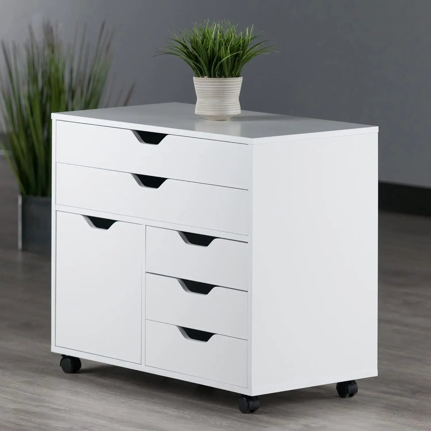 Winsome Halifax 3-Section Mobile Cabinet with 5 Drawers for Living Room Home Office White - United States