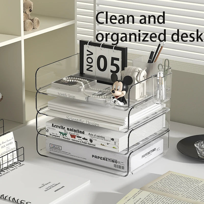 Paper Organizer Letter Tray 4 Pack Acrylic Stackable Desk File Organizer,Clear File Organizer for Desk Office Organizer