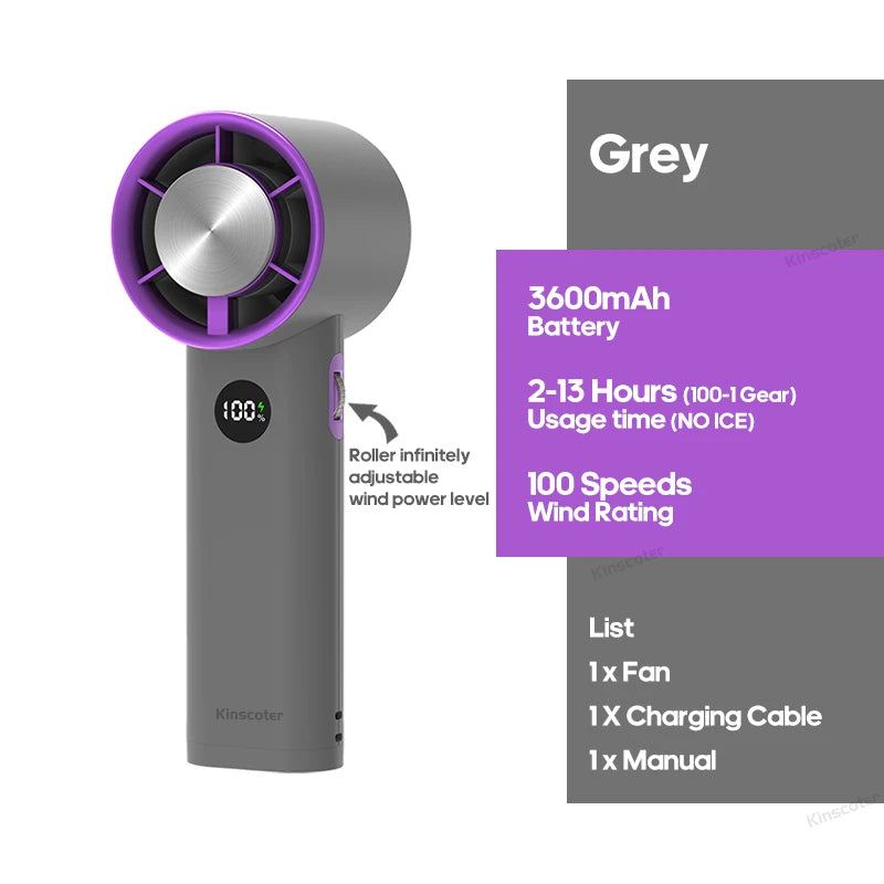 KINSCOTER Portable Handheld Turbo Fan 100 Wind Speeds Adjustable Mini Personal Fan Battery Operated Electric Eyelash