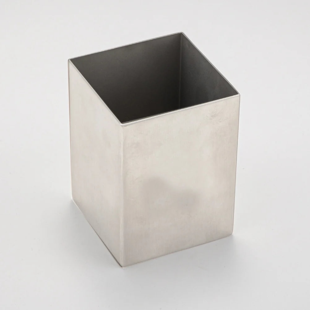 Silver Stainless Steel Square Pen Holder Thickened Pencil Cup Storage Box Marker Stand Makeup Brush Container Desk