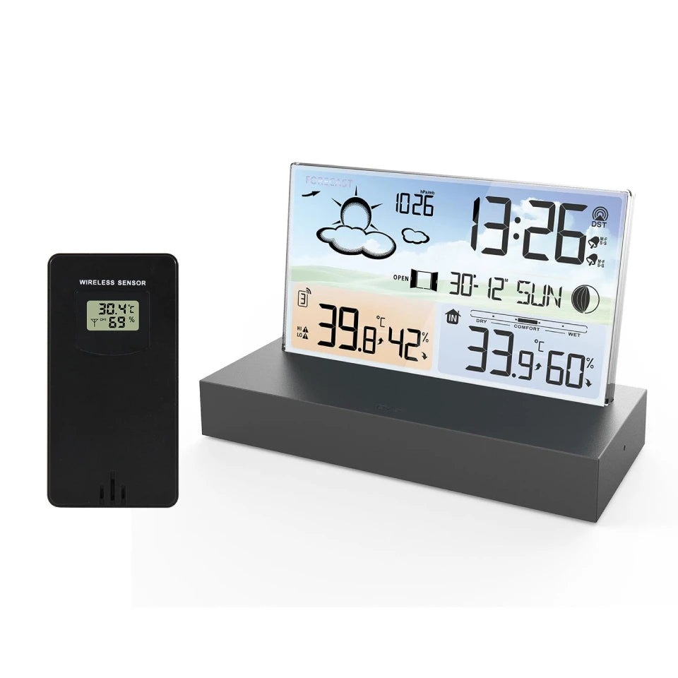 transparent-glass-weather-clock-wireless-multifunctional-weather-forecast-electronic-alarm-clock-black-outdoor-sensors