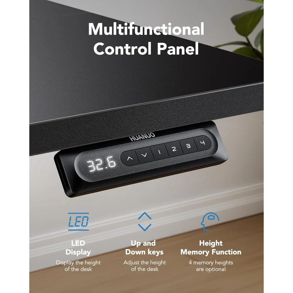 55’’ x 24’’ Electric Standing Desk Adjustable Height 4 Memory Height Settings Headphone Hook Cable Manager Sit Stand Up