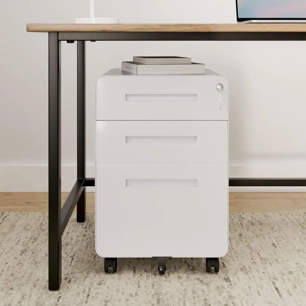 Home Office 3-Drawer File Cabinet with Under Desk Storage for Legal Letter and A4 Files