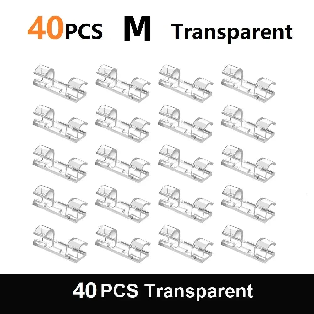 20/40PCS Cable Organizer Clips Cable Management Wire Manager Cord Holder USB Charging Data Line Bobbin Winder Wall