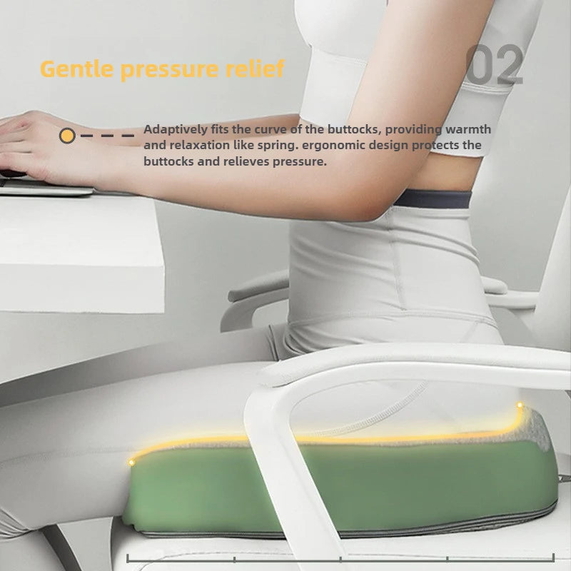 Heated Cushion Memory Foam Orthopedic Lumbar Support Tailbone Pain Relief Office Chair Car Cushion for Women & Men