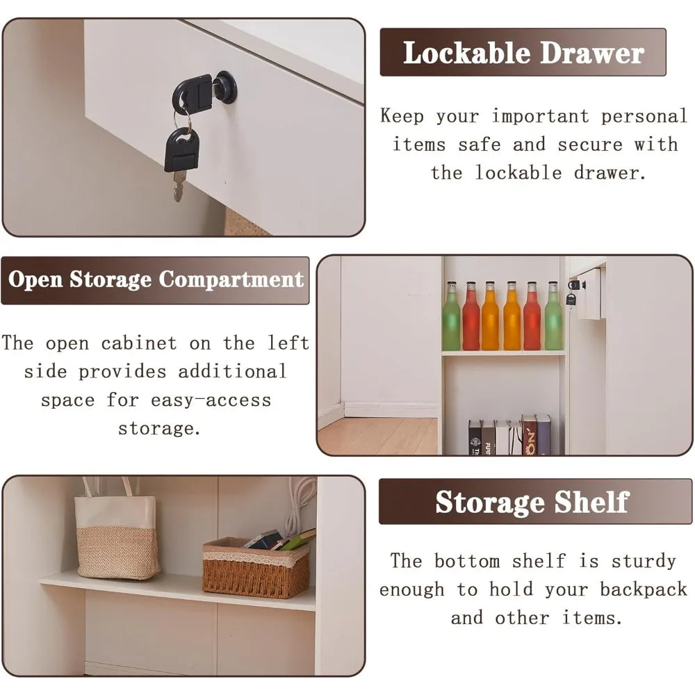 Retail Counter,L Shaped Reception Desk for Retail Stores,Modern Checkout Counter with Storage Cabinet Lockable Drawer