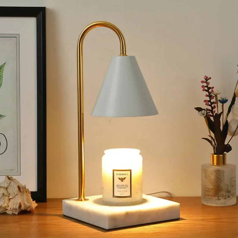 Aromatherapy Candle Lamp Retro Nostalgic Marble Molten Wax Lamp Household Creative Plug-in Dimming Candlestick Desk