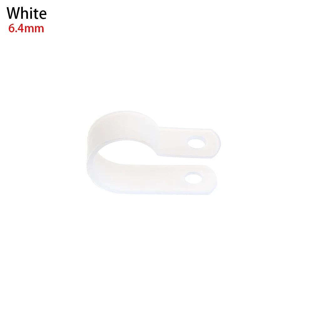 100PCS R-Type Nylon Cable Clamp Plastic P Clips Black Nylon Fasteners Cable Mounting Fix Hardware Electrical Fittings