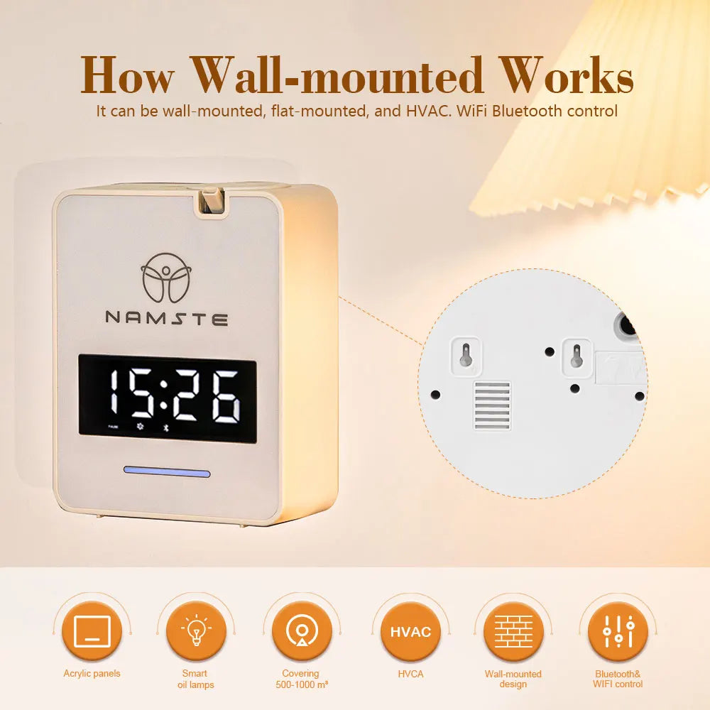 Namste WIFI Bluetooth Diffuser Aromatherapy 300ML Capacity Air Purifier Essential Oil Fresheners for Home 1000m³ HVAC