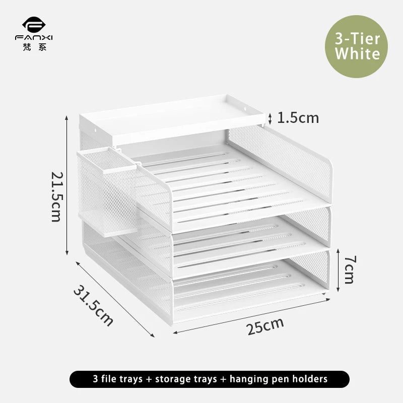 Desktop metal file tray Thickened metal tray Desktop file rack Metal file frame Office storage rack Paper storage