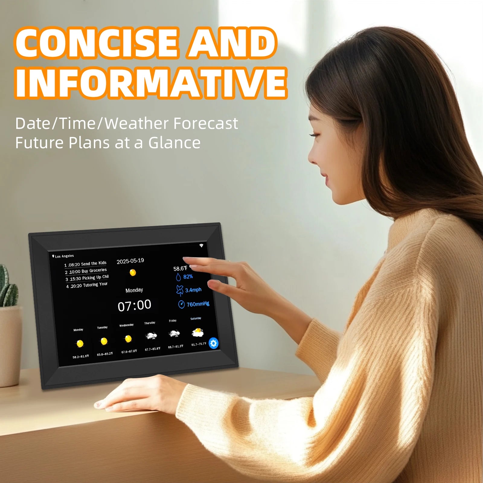 Digital Calendar Alarm Clock: 10.1-inch Calendar Chore Chart Smart Touchscreen Display for Family Schedules Great