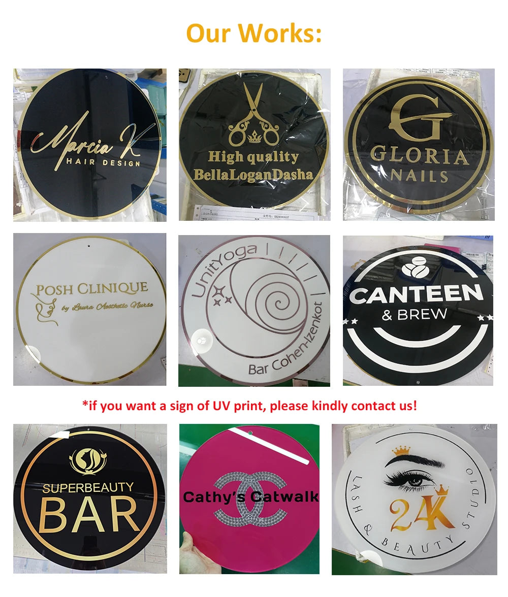 Custom Business Logo Sign Round Acrylic Signs Personalized 3D Wall Art Sign for Office Salon Wedding Small Business