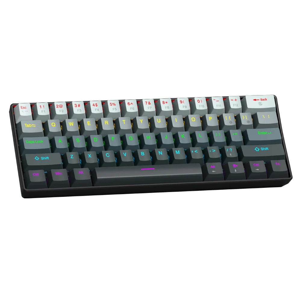 APAYADO K61 Mini Mechanical Keyboard 61 Keys Type-C Detachable Gradient Keycaps N-Key Rollover Compact - Twilight / Red