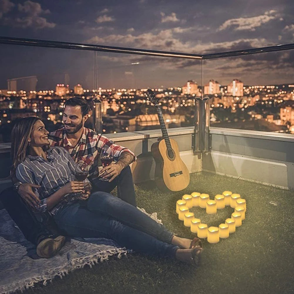 24Pcs/Set Flameless LED Candle Creative wishing Led Tea Light Warm White Flameless Candle Halloween Christmas Decor