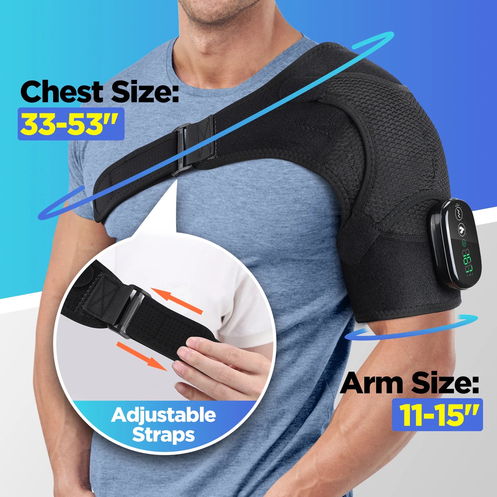 Electric Shoulder Massage Belt Brace Cordless Vibration Physiotherapy Muscle Relaxation Massager for Knee Elbow Support
