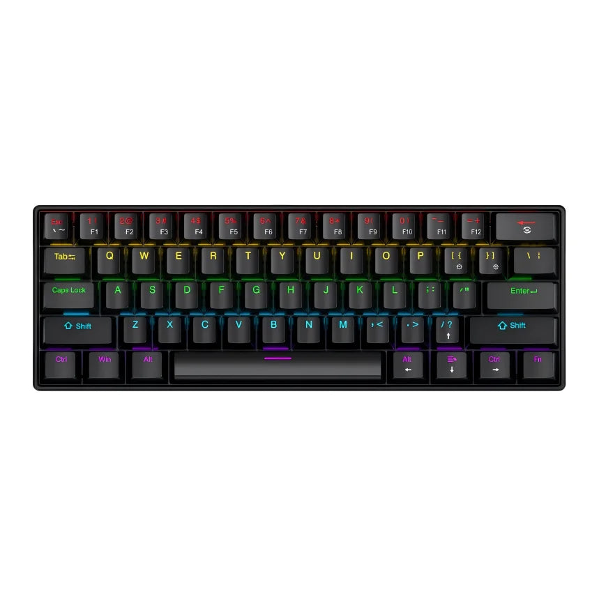 APAYADO K61 Keyboard 60% Portable Wired Mechanical Keyboard Wired 61 Keys Phantom RGB - Black / blue switch - Desktop
