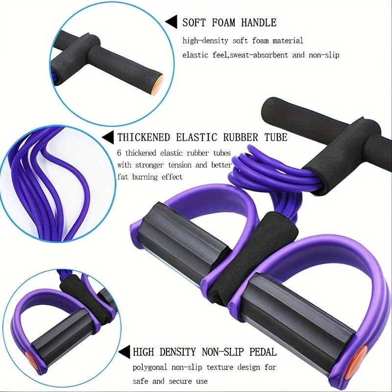 Six-Tube Tensioner Multi-Functional Household Fitness Yoga Abdominal Strengthening Resistance Band Tension Rope Sit-Up