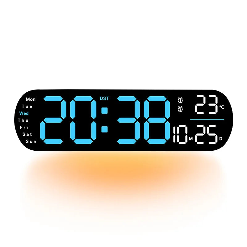 13.78 Inch Remote Control Digital Wall Clock Mood Lighting Timing Countdown 2 Alarm Auto Dimmer DST Plug In Use LED