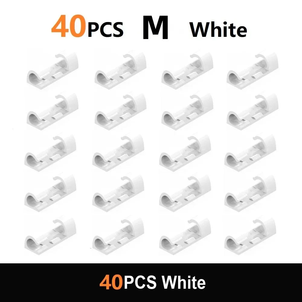 20/40PCS Cable Organizer Clips Cable Management Wire Manager Cord Holder USB Charging Data Line Bobbin Winder Wall