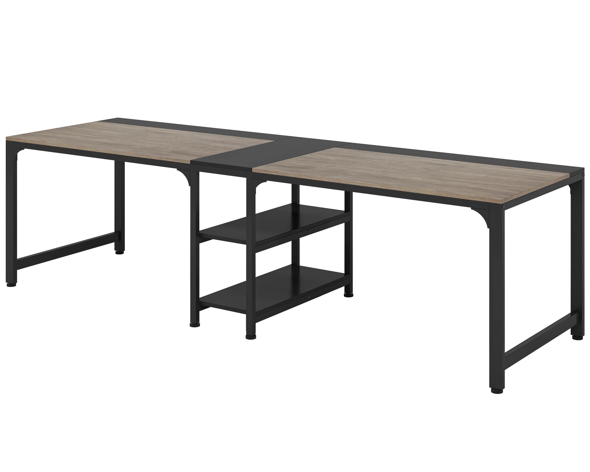 Tribesigns 90.55’’ 2 Person Desk with Storage Shelves Double Computer Desk with Spacious Desktop Extra Long Study
