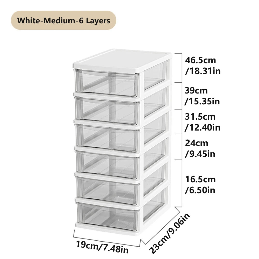 2-6Layers Medium Desktop Storage Box with Drawer Heightened Table Organizer Plastic Office storage cabinet for home