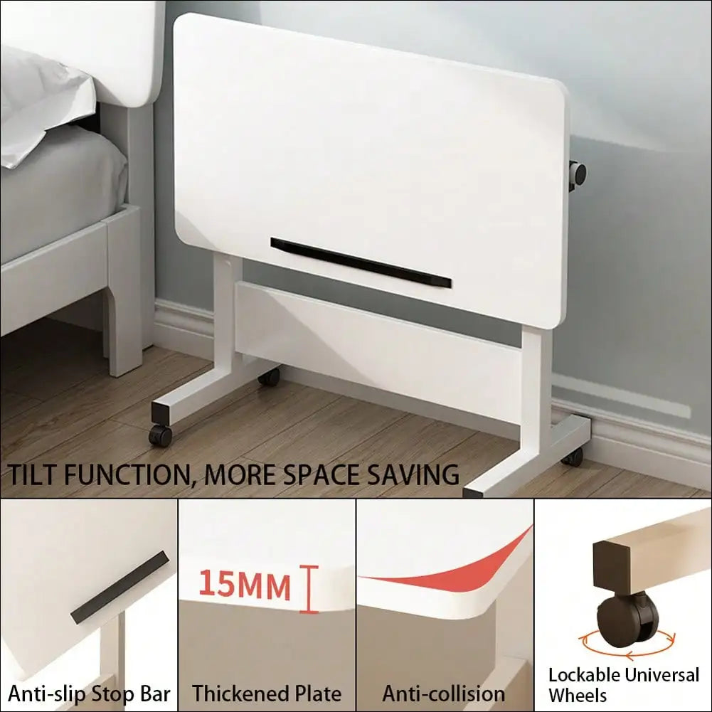 Electric Adjustable Height Standing Desk Ergonomic Mobile Workstation w/Unwith iversal Wheels Compact Folding Table