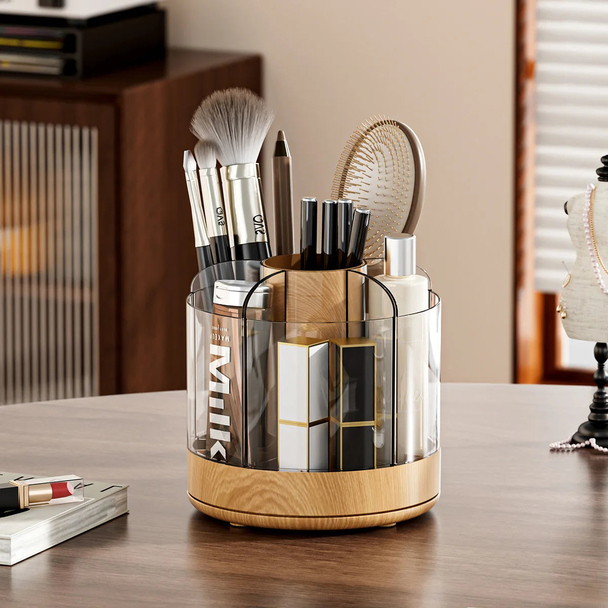 Large Capacity Desk Accessories 360 ° Rotation Cute Pen Holder Stationery Organizer Pencil Storage Office School