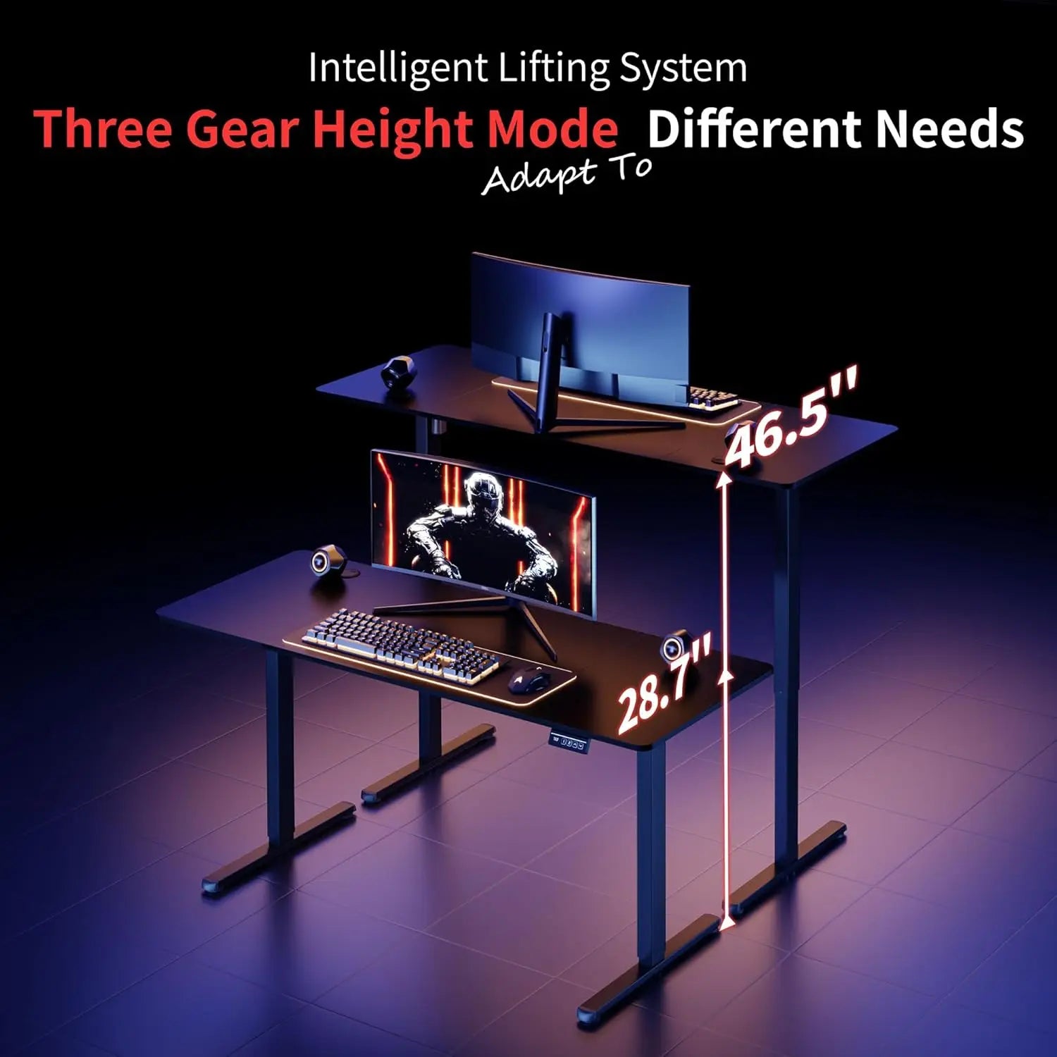 Standing Desk 63x24 Inch Height Adjustable Electric Sit Stand up Desk Ergonomic Rising Computer Table Modern Lift