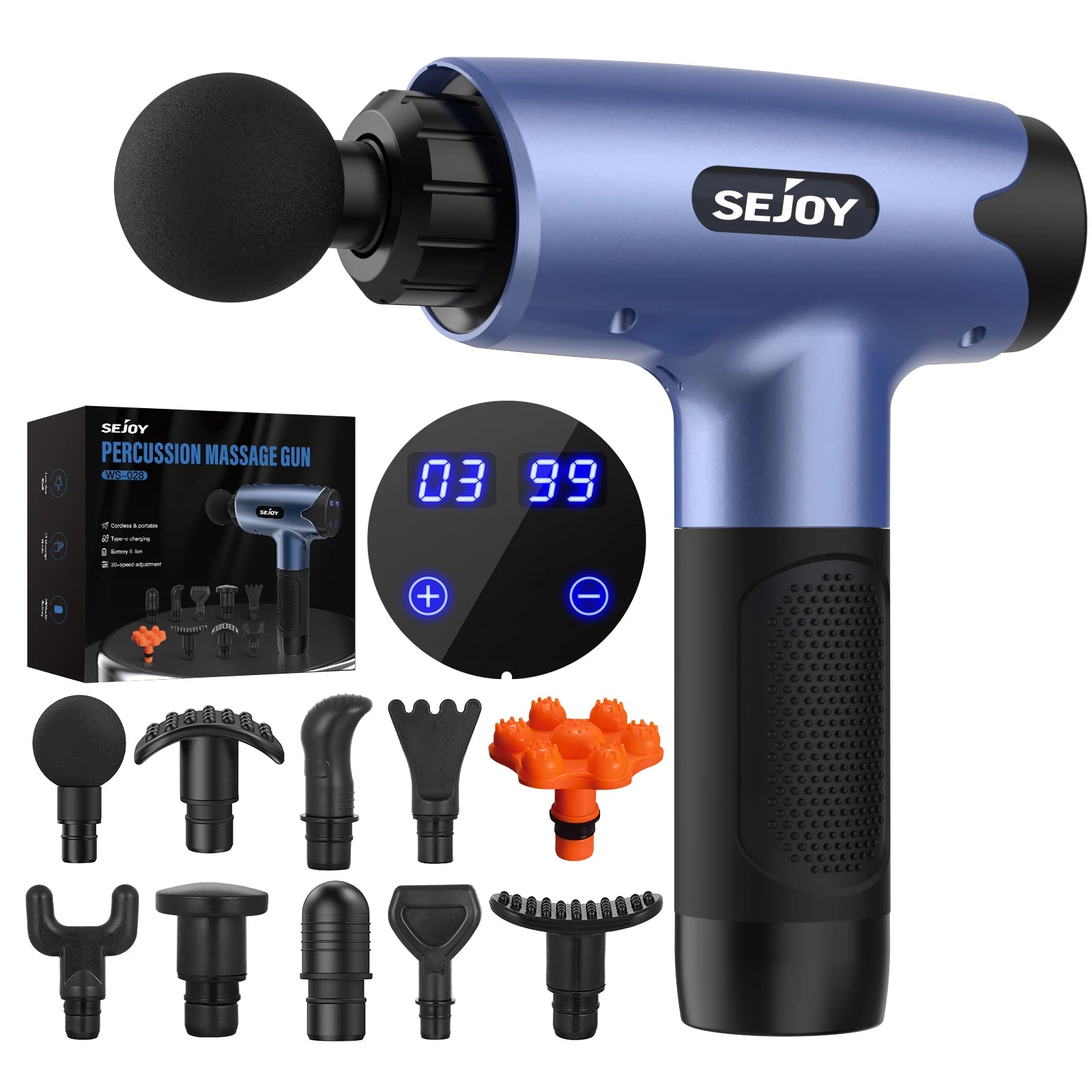 sejoy-ws-028-fascia-gun-tissue-massager-30-speeds-lightweight-body-massage-with-led-touch-screen-10-replaceable-massage-heads