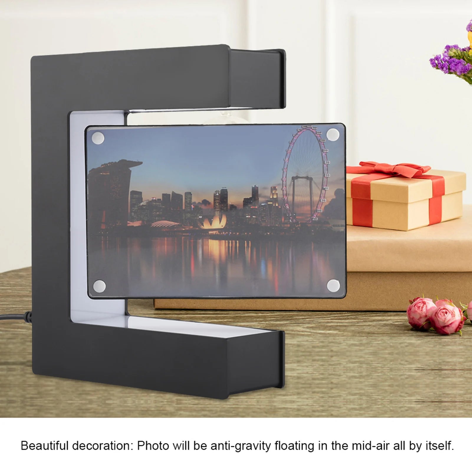 LED Magnetic Levitation Photo Frame Home Office Wedding Decoration LED Red Heart Photo Frame Magnetic Levitation Photo