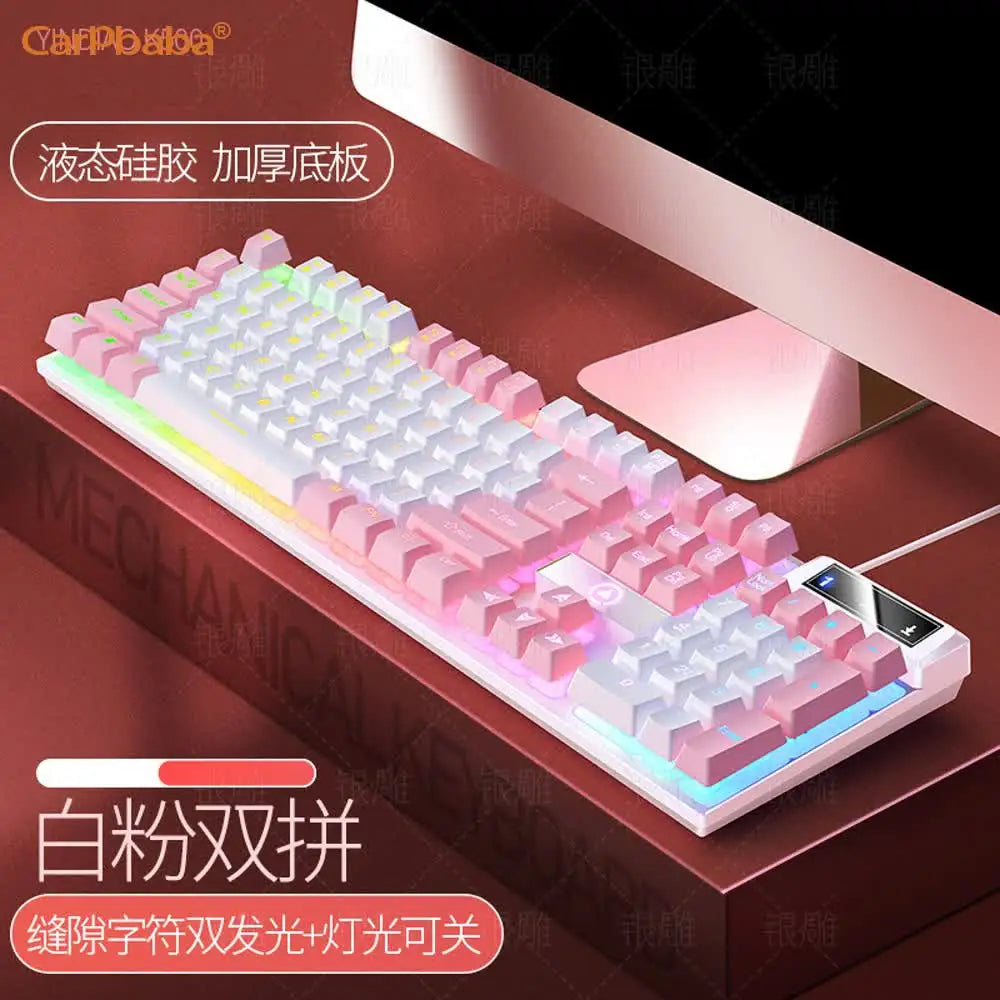 Carpbaba K500 104 Key USB Wired Gaming Keyboard Color Backlit Mechanical Hand Feel Keyboard for Computer Laptop PC