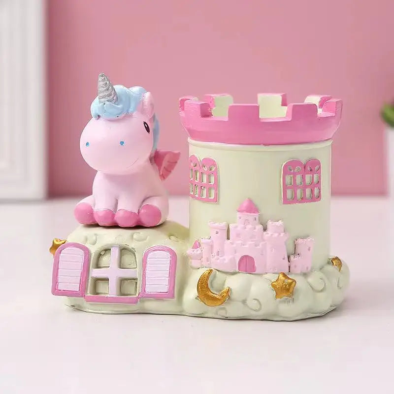 Creative ins unicorn cartoon cute primary and secondary school students pen holder resin gift birthday gift for boys
