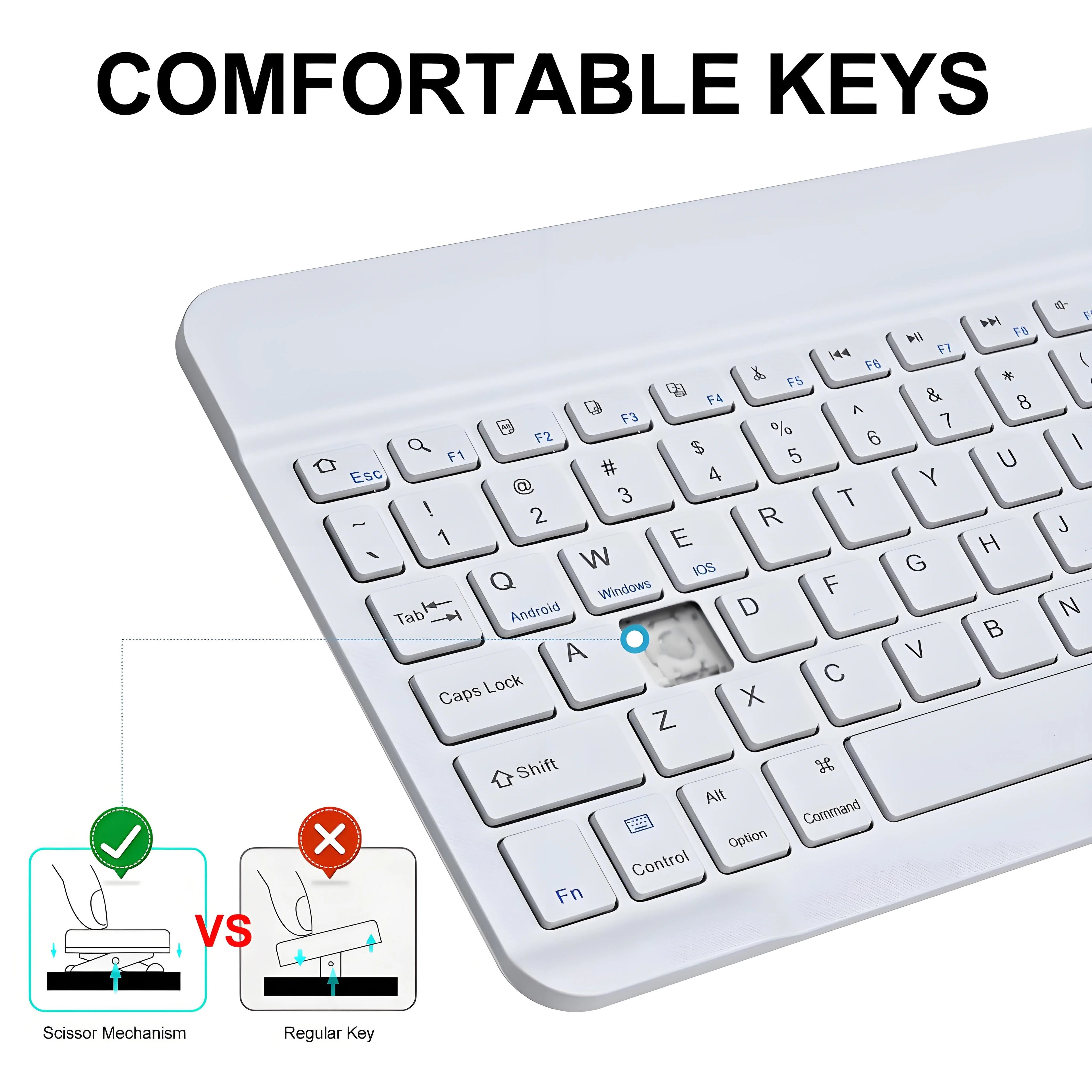 Slim Bluetooth 5.0 Keyboard Universal Wireless | 20-Day Battery Wide Range | Rechargeable Travel Keyboard for iOS