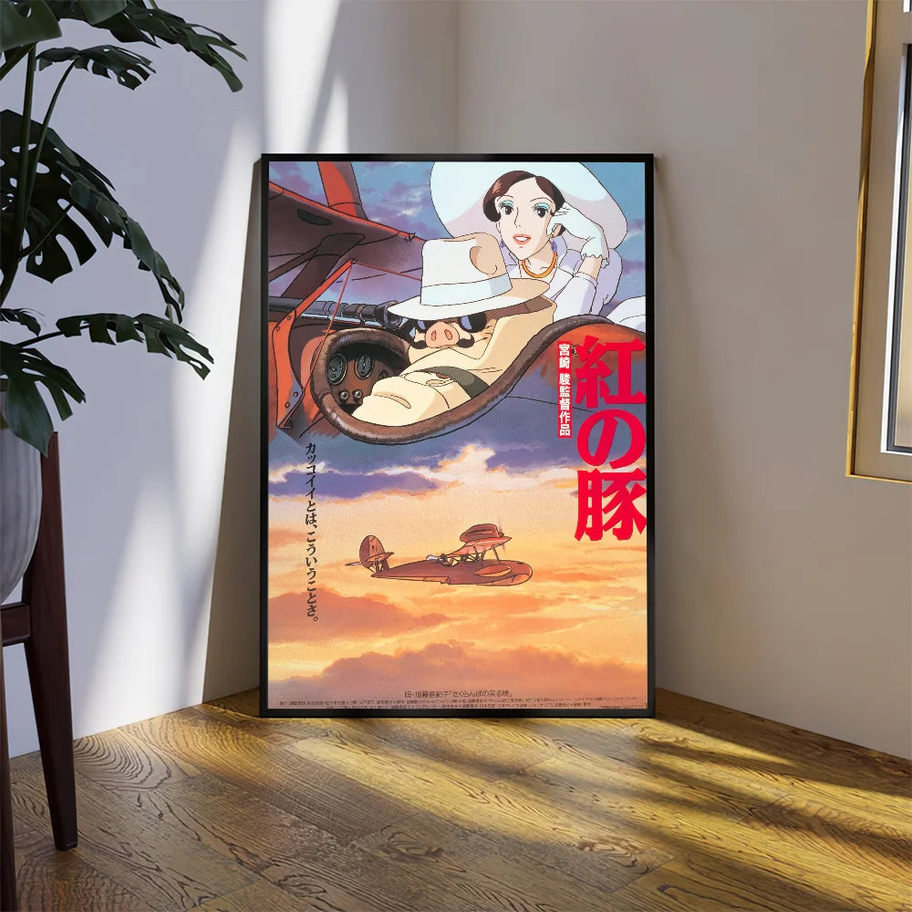 Cartoon P-Porco R-Rosso Poster Prints Wall Sticker Bedroom Living Home Room Office Decoration Painting Self Adhesive