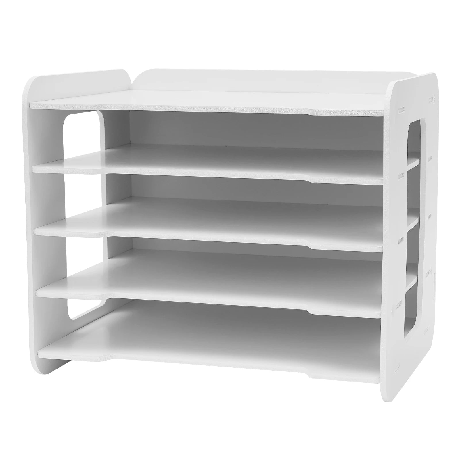 5-Layer File Organizer with Multifunctional Top Shelf Dustproof Design and Rounded Corners for Home or Office Storage