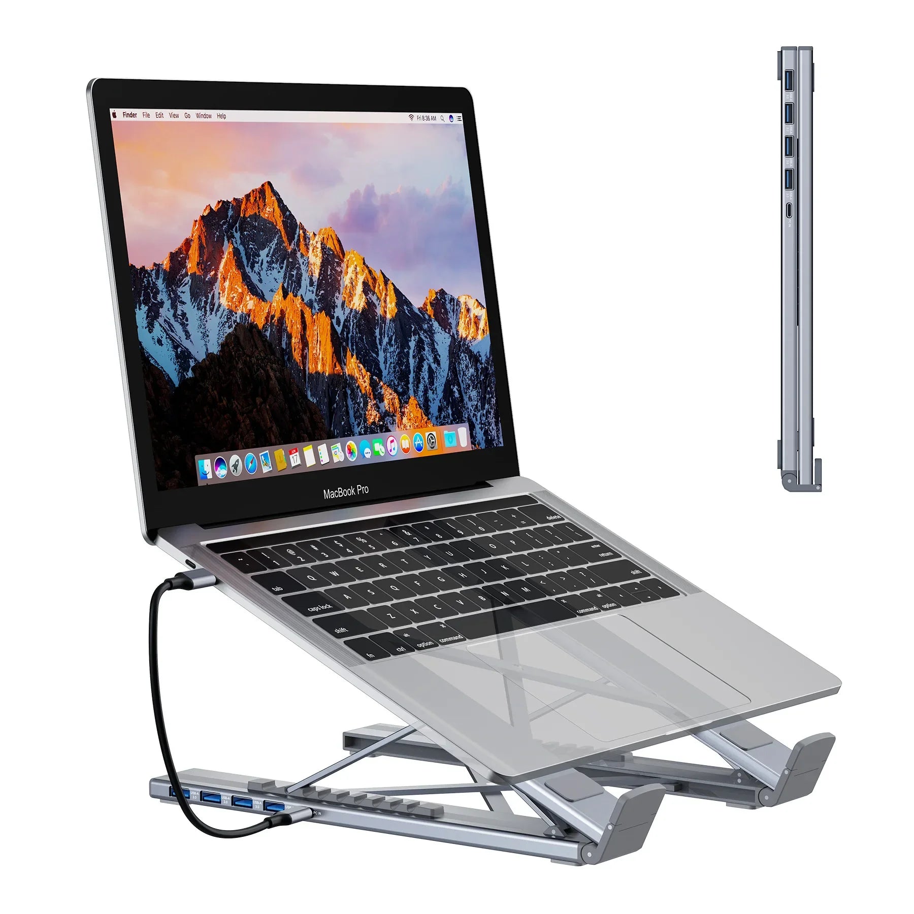 Universal Laptop Stand With USB Type-C HUB Laptop Holder Bracket HDMI SD TF Memory Card For MacBook For IPad Pro
