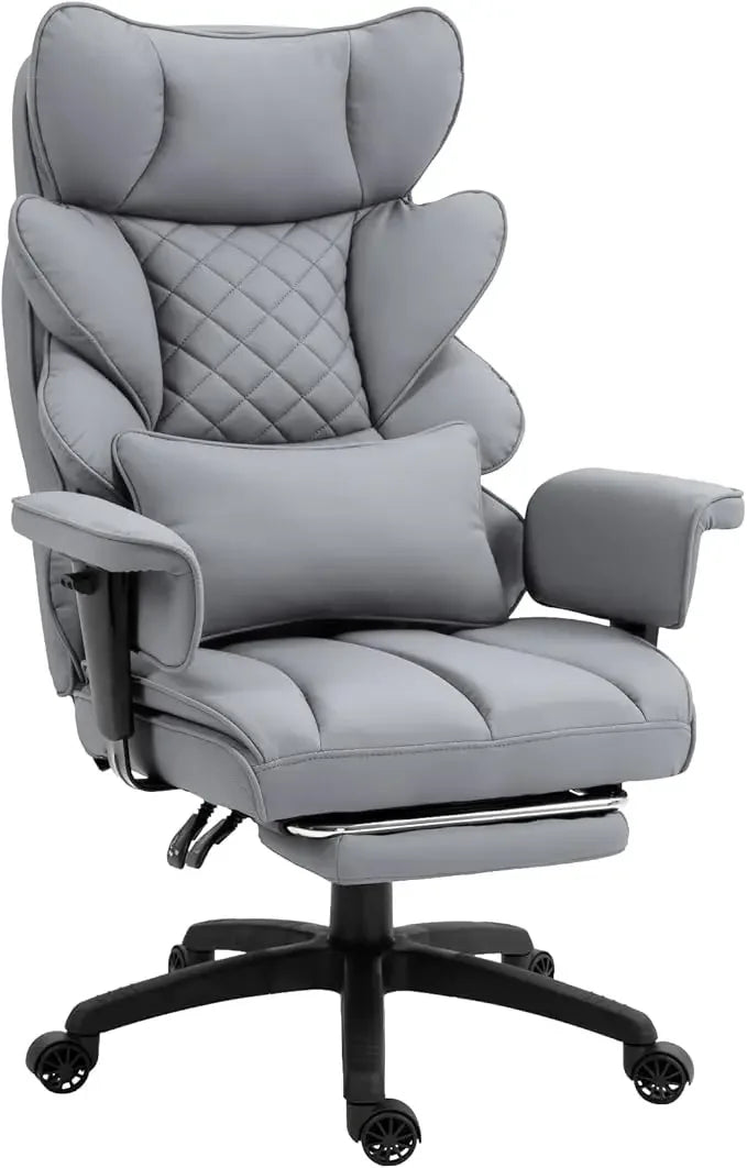 Big and Tall Office Chair with Pocket Spring Cushion,High Back Computer Gaming Chairs with Adjustable Armrests - Grey