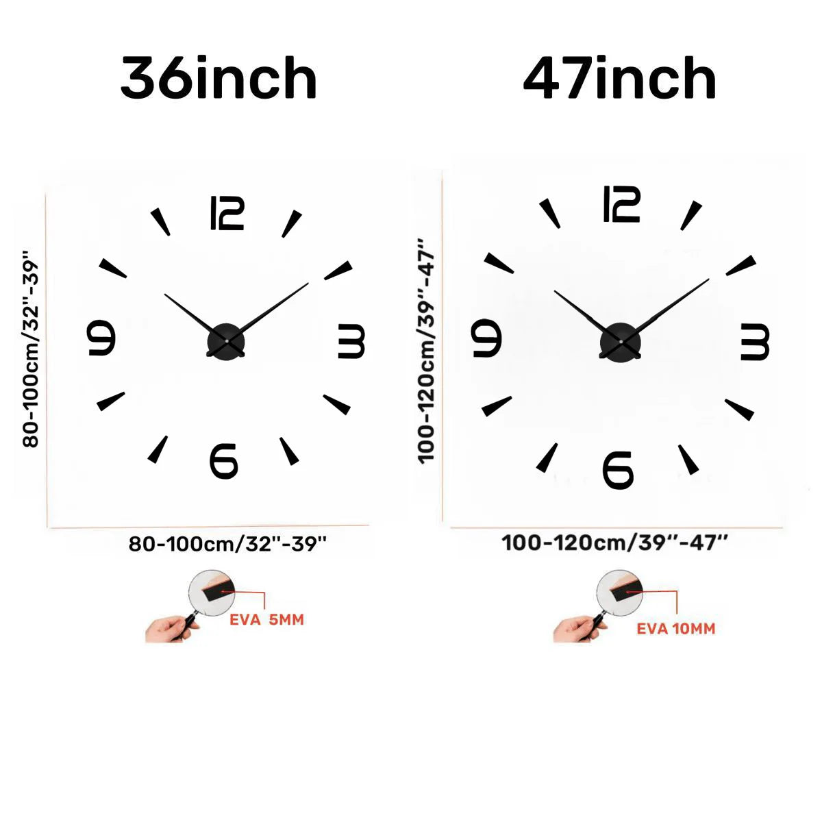 Large 3D Wall Clock Luminous Classic Wall Clocks DIY Digital Clock Wall Watches Stickers Silent Clock for Home Living