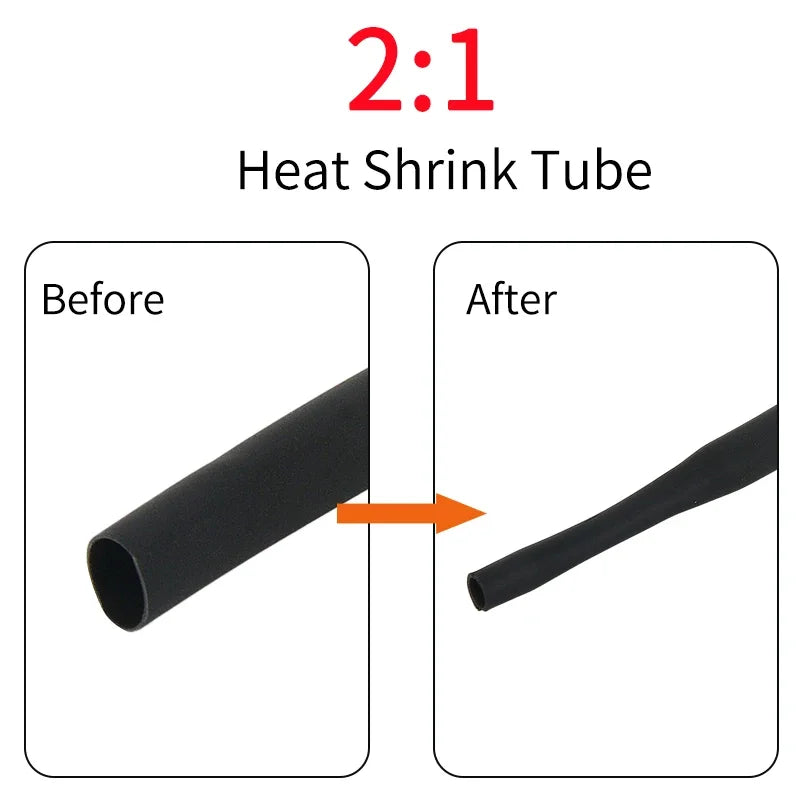 1/5/10/25M 2:1 Black 1 2 3 5 6 8 10mm Diameter Heat Shrink Heatshrink Tubing Tube Sleeving Wrap Wire Sell DIY Connector